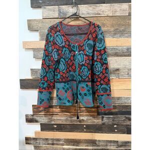 Gudrun Sjoden colorful sweater cardigan size Medium